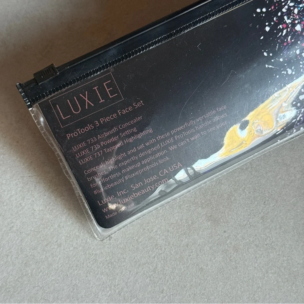 Luxie ProTools 3 Piece Face Brush Set with Travel Pouch